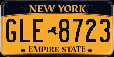NY license plate GLE8723