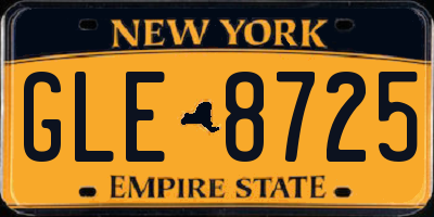 NY license plate GLE8725