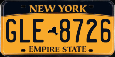 NY license plate GLE8726