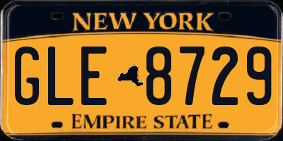 NY license plate GLE8729