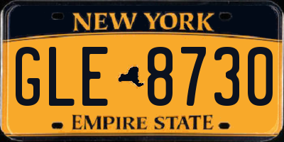 NY license plate GLE8730