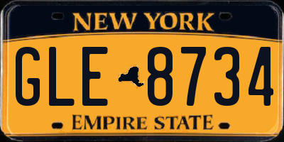 NY license plate GLE8734