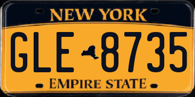 NY license plate GLE8735