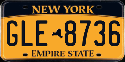 NY license plate GLE8736