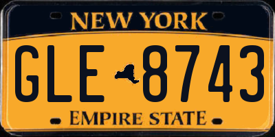 NY license plate GLE8743