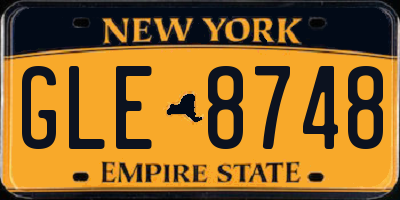 NY license plate GLE8748