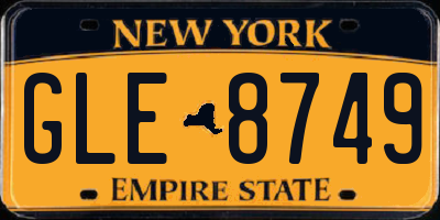 NY license plate GLE8749