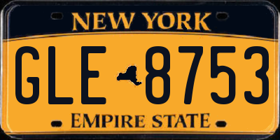 NY license plate GLE8753