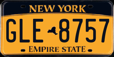 NY license plate GLE8757