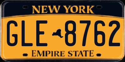 NY license plate GLE8762