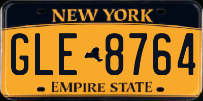 NY license plate GLE8764