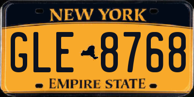 NY license plate GLE8768