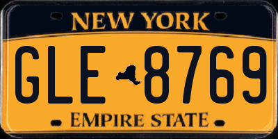 NY license plate GLE8769