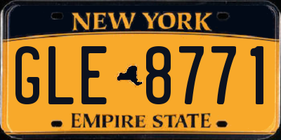 NY license plate GLE8771