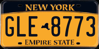 NY license plate GLE8773
