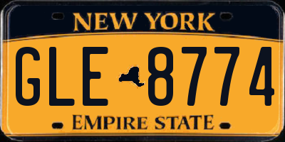 NY license plate GLE8774