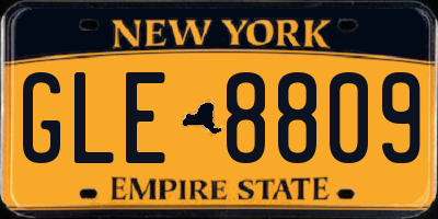 NY license plate GLE8809