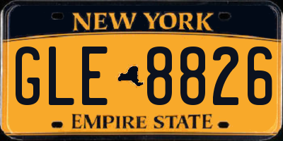 NY license plate GLE8826