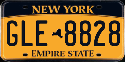 NY license plate GLE8828