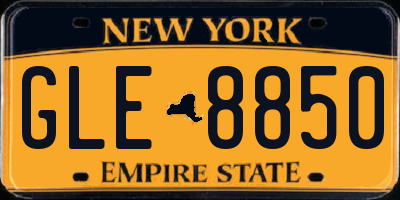 NY license plate GLE8850