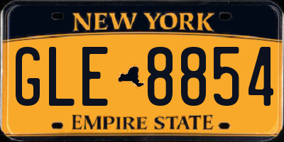 NY license plate GLE8854