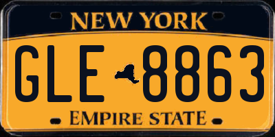 NY license plate GLE8863