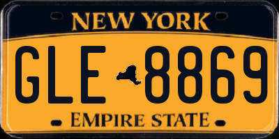 NY license plate GLE8869