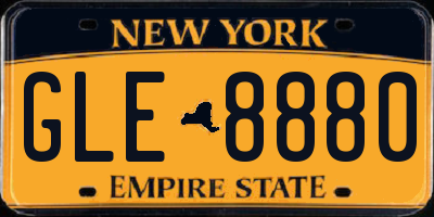 NY license plate GLE8880