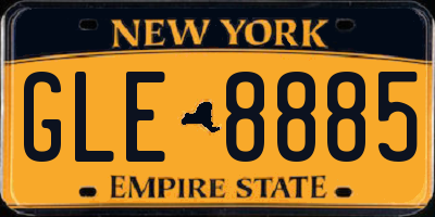 NY license plate GLE8885