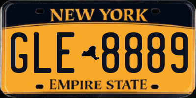 NY license plate GLE8889