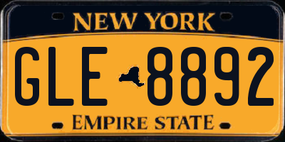 NY license plate GLE8892