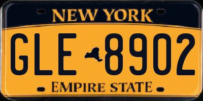 NY license plate GLE8902