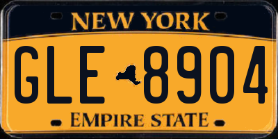 NY license plate GLE8904