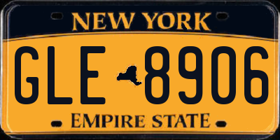 NY license plate GLE8906
