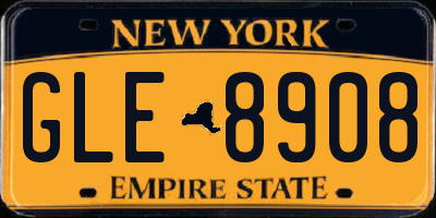 NY license plate GLE8908