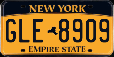 NY license plate GLE8909