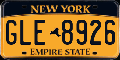 NY license plate GLE8926