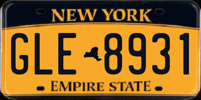NY license plate GLE8931