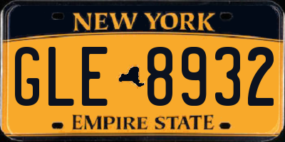 NY license plate GLE8932