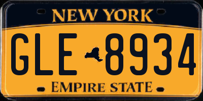 NY license plate GLE8934