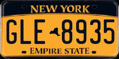 NY license plate GLE8935