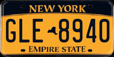 NY license plate GLE8940