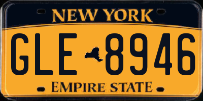 NY license plate GLE8946