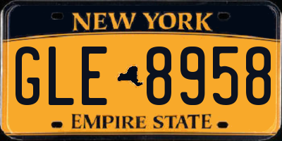 NY license plate GLE8958