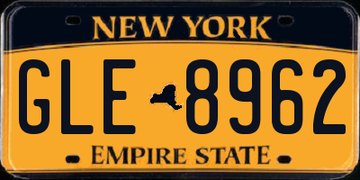 NY license plate GLE8962