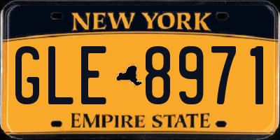 NY license plate GLE8971