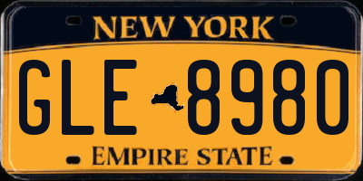 NY license plate GLE8980