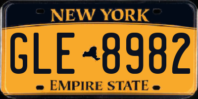 NY license plate GLE8982