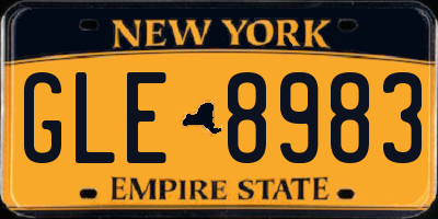 NY license plate GLE8983