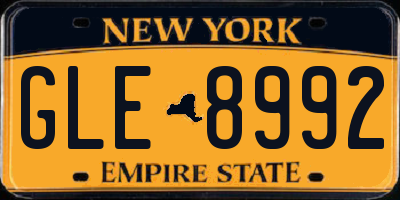 NY license plate GLE8992